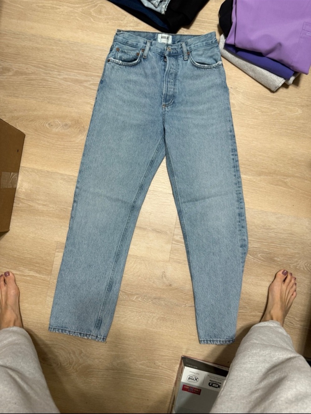 Agolde Light Blue Relaxed Straight Jeans for Men
